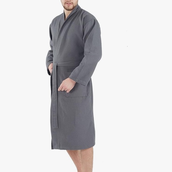 Gray Waffle Knit Robe - Picture 3 of 6